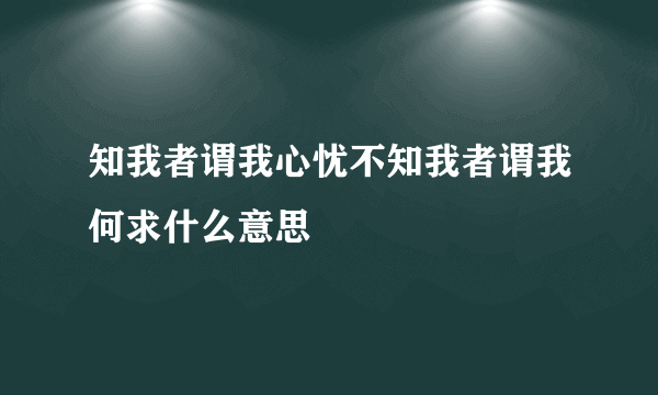 知我者谓我心忧不知我者谓我何求什么意思