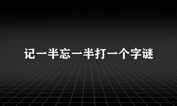 记一半忘一半打一个字谜