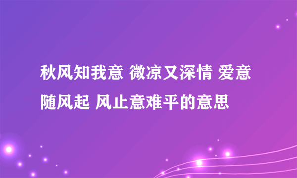 秋风知我意 微凉又深情 爱意随风起 风止意难平的意思