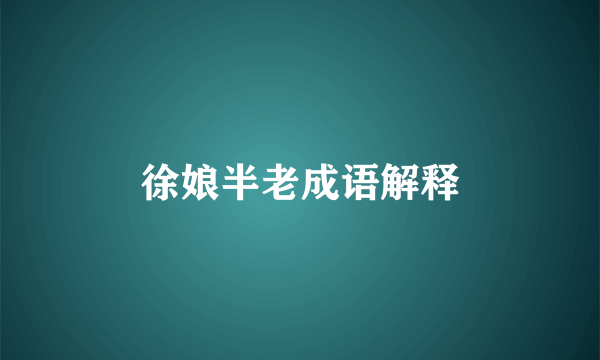 徐娘半老成语解释