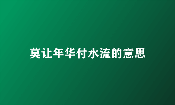 莫让年华付水流的意思