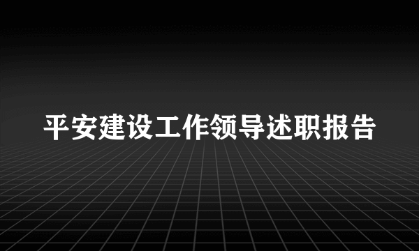 平安建设工作领导述职报告