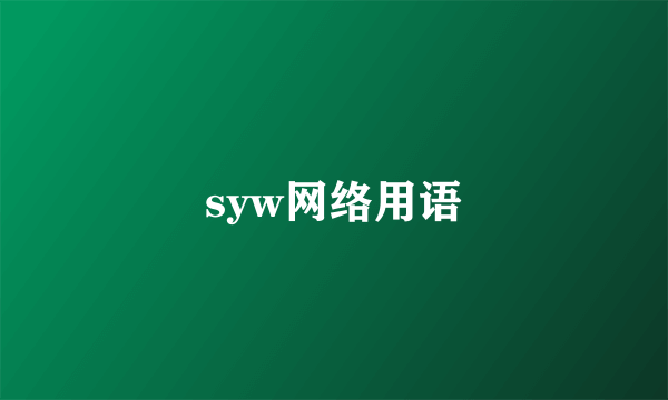 syw网络用语