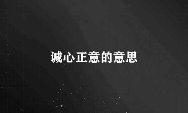 诚心正意的意思