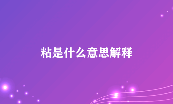 粘是什么意思解释