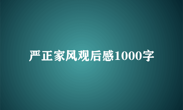 严正家风观后感1000字