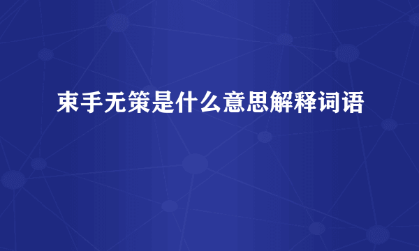 束手无策是什么意思解释词语