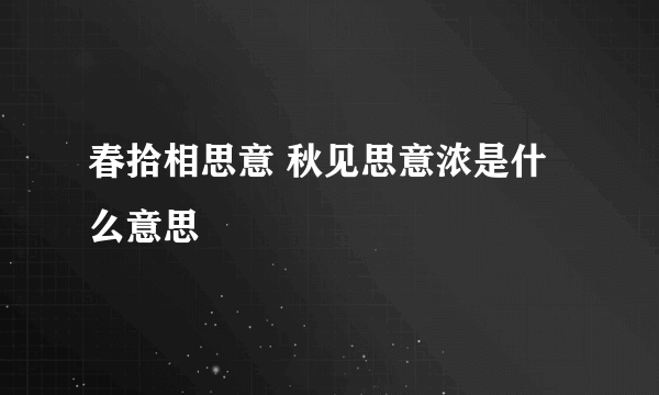 春拾相思意 秋见思意浓是什么意思