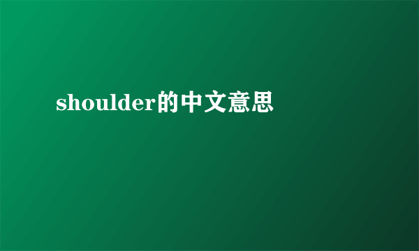 shoulder的中文意思