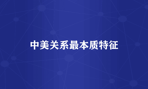中美关系最本质特征