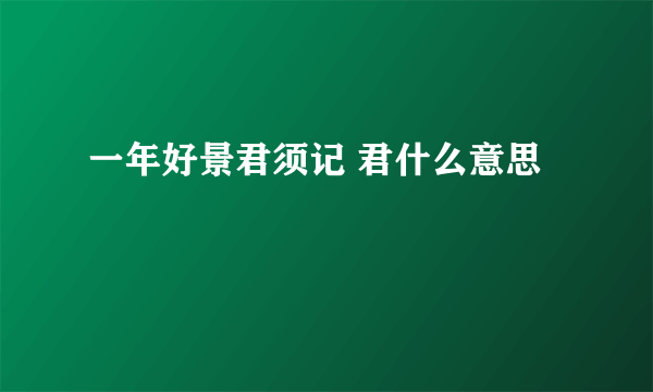 一年好景君须记 君什么意思