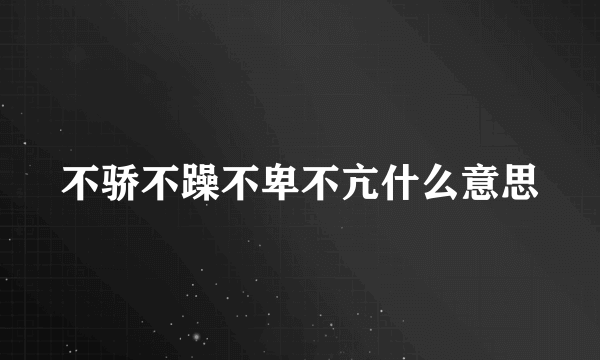 不骄不躁不卑不亢什么意思