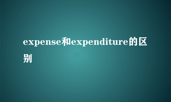 expense和expenditure的区别