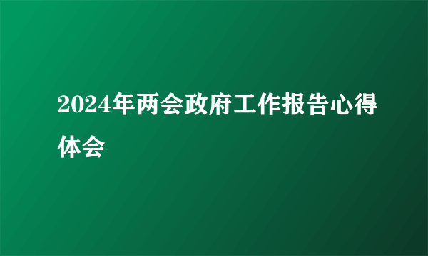 2024年两会政府工作报告心得体会