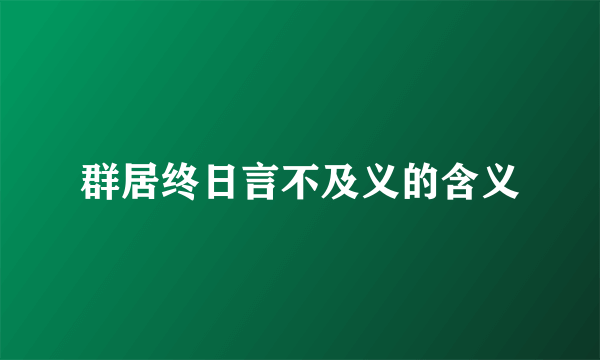 群居终日言不及义的含义