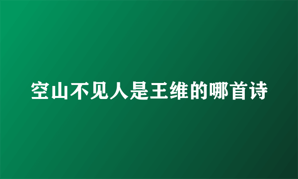 空山不见人是王维的哪首诗