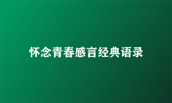 怀念青春感言经典语录