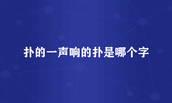 扑的一声响的扑是哪个字