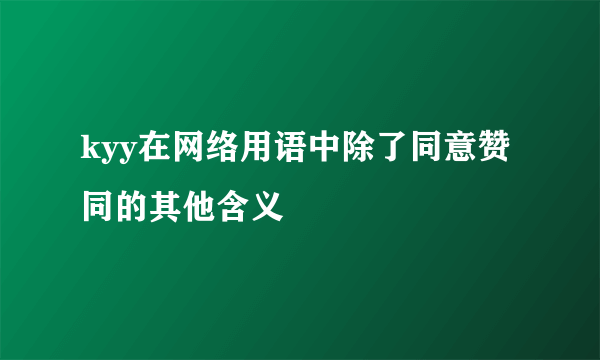 kyy在网络用语中除了同意赞同的其他含义