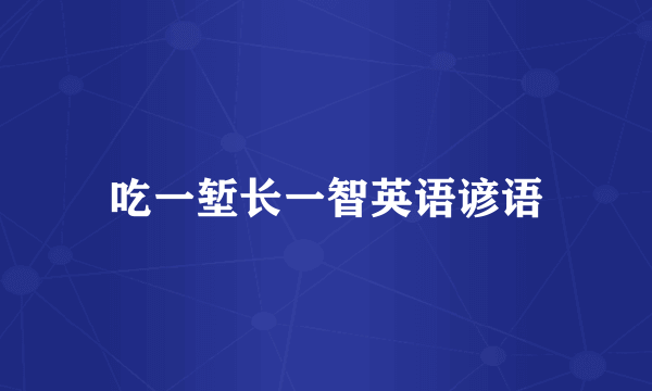 吃一堑长一智英语谚语
