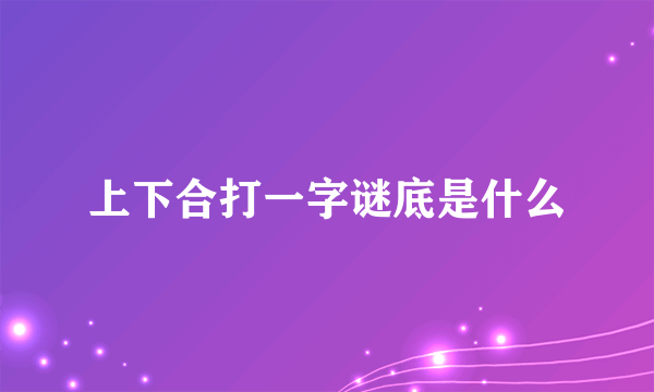 上下合打一字谜底是什么