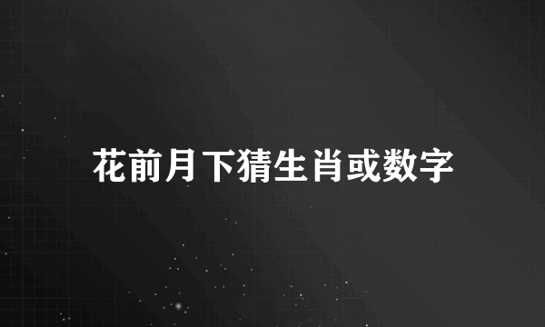 花前月下猜生肖或数字