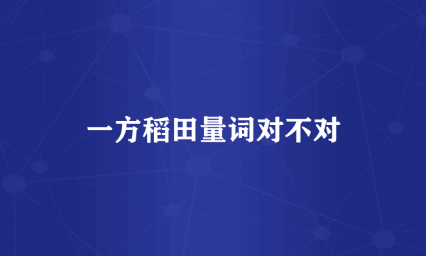 一方稻田量词对不对