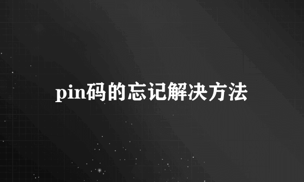 pin码的忘记解决方法