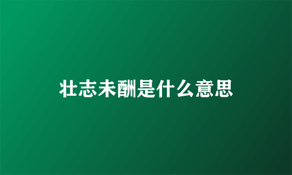 壮志未酬是什么意思