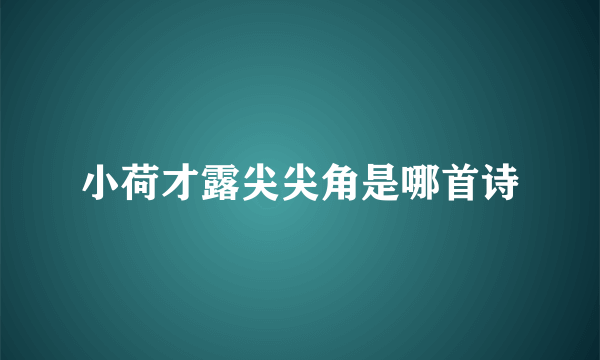 小荷才露尖尖角是哪首诗