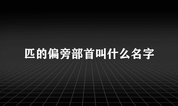 匹的偏旁部首叫什么名字