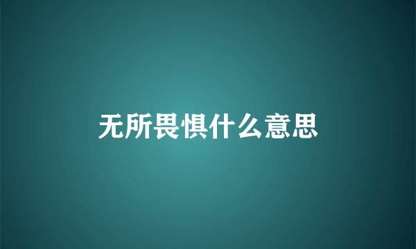 无所畏惧什么意思