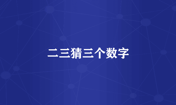 二三猜三个数字