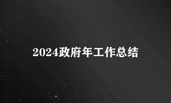 2024政府年工作总结