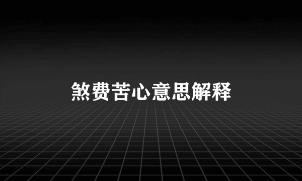 煞费苦心意思解释