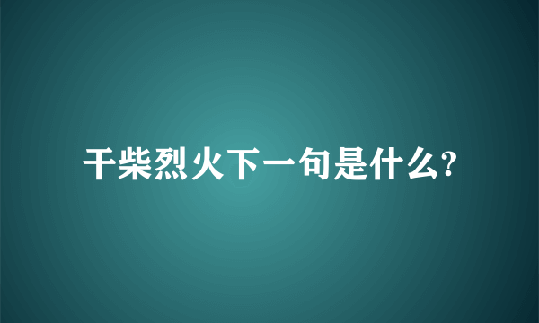 干柴烈火下一句是什么?
