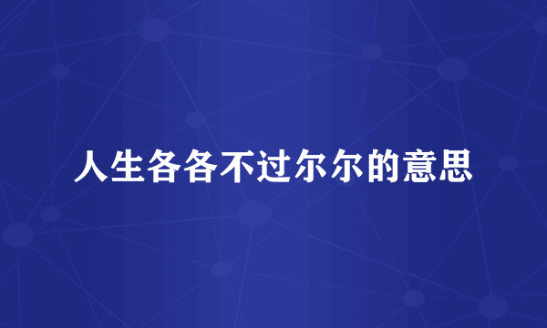 人生各各不过尔尔的意思