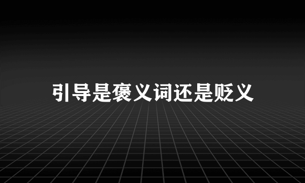 引导是褒义词还是贬义