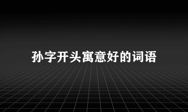 孙字开头寓意好的词语