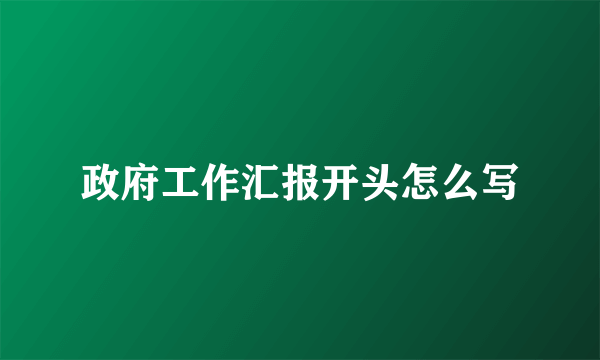 政府工作汇报开头怎么写