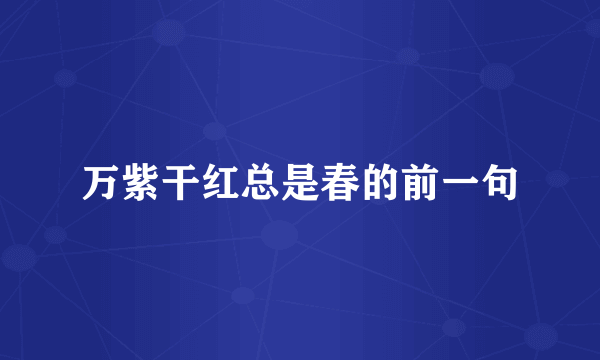 万紫干红总是春的前一句