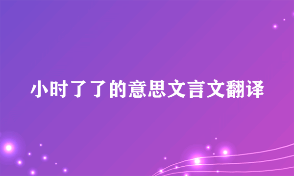 小时了了的意思文言文翻译