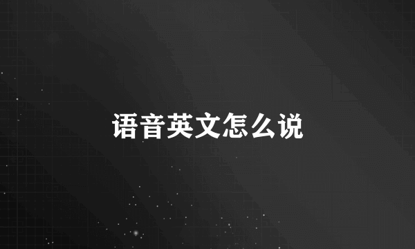 语音英文怎么说