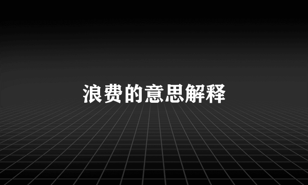 浪费的意思解释