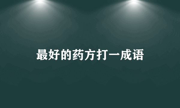 最好的药方打一成语