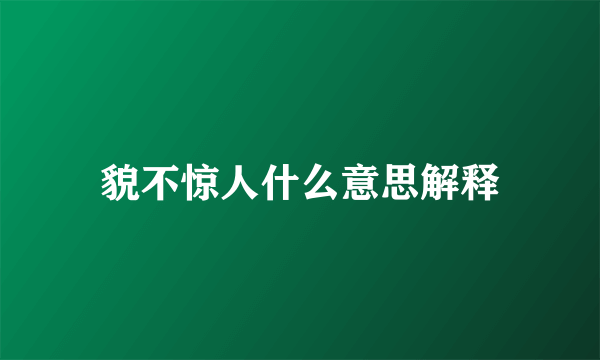 貌不惊人什么意思解释