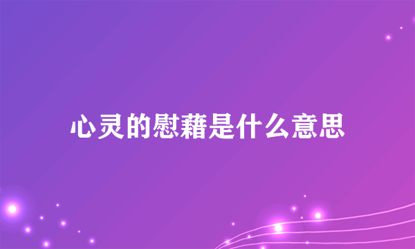 心灵的慰藉是什么意思