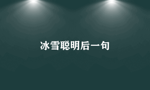 冰雪聪明后一句