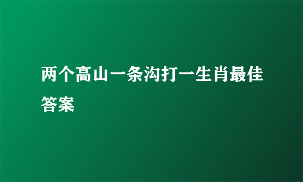 两个高山一条沟打一生肖最佳答案