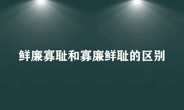 鲜廉寡耻和寡廉鲜耻的区别